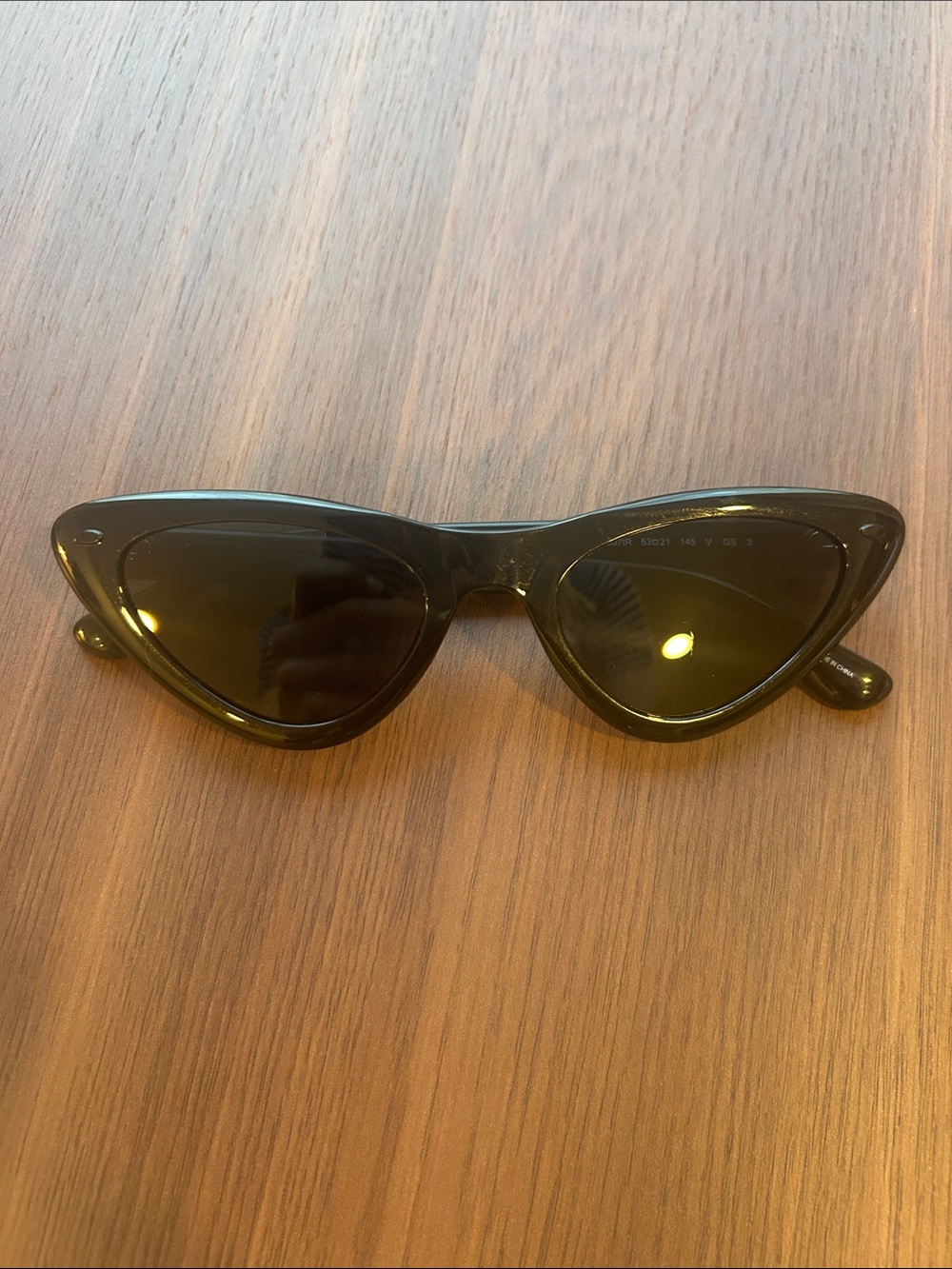 Havaianas Black Cat-Eye Sunglasses with Bright Green Soft Case